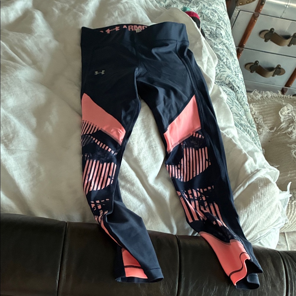 Under Armour Dark Blue and Coral Leggings